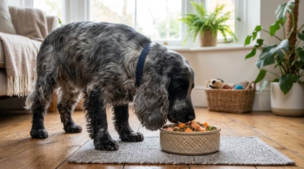 Quelle alimentation est recommandée pour un chien de race Cockers Spaniel anglais ayant une sensibilité cutanée?